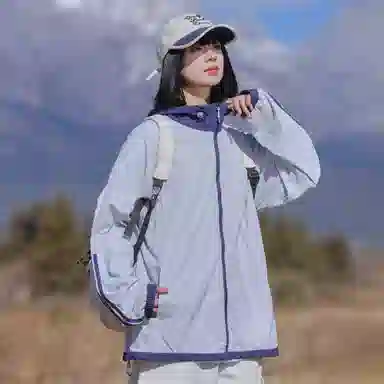 黑恐龙 休闲宽松百搭柔软轻薄时尚简约个性连帽条纹防晒服 男女同款