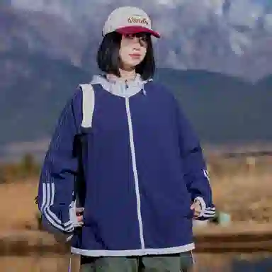 黑恐龙 休闲宽松百搭柔软轻薄时尚简约个性连帽条纹防晒服 男女同款