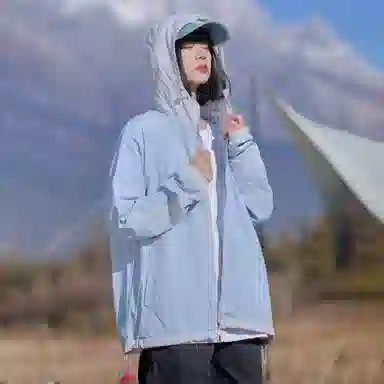 黑恐龙 休闲宽松百搭柔软轻薄时尚简约个性连帽条纹防晒服 男女同款