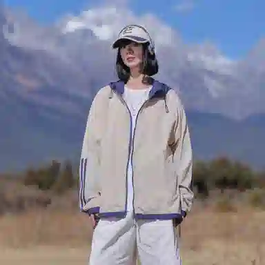 黑恐龙 休闲宽松百搭柔软轻薄时尚简约个性连帽条纹防晒服 男女同款