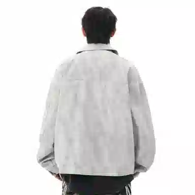 黑恐龙 美式高街潮流复古字母印花立体纯色休闲宽松时尚百搭舒适垂感无性别主义户外运动日常通勤长袖夹克 男女同款