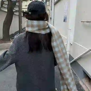 匹克 流苏千鸟格撞色英伦风渐变秋冬防寒保暖 聚酯纤维 绒线围巾 男女同款情侣款