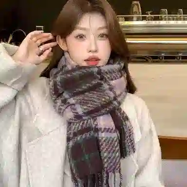 匹克 秋冬季流苏格子撞色英伦风加厚防寒保暖 绒线围巾（礼盒可选） 男女同款情侣款