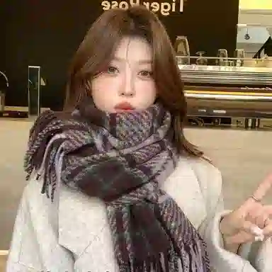 匹克 秋冬季流苏格子撞色英伦风加厚防寒保暖 绒线围巾（礼盒可选） 男女同款情侣款