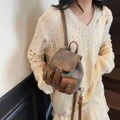 FCTOSSR Vintage College Backpack Denim Blue Black Tea White