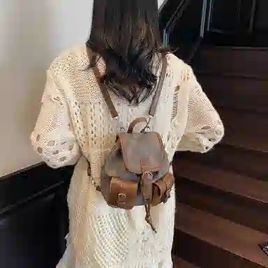 FCTOSSR Vintage College Backpack Denim Blue Black Tea White