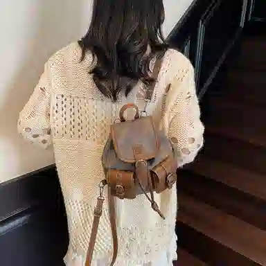 FCTOSSR Vintage College Backpack Denim Blue Black Tea White