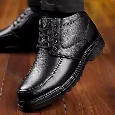 Poitulas Men's Leather Ankle Boots Black