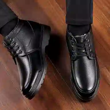 Poitulas Men's Leather Ankle Boots Black