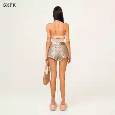 SMFK Ancient Myth Gold Denim Shorts