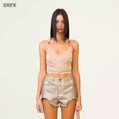 SMFK Ancient Myth Gold Denim Shorts