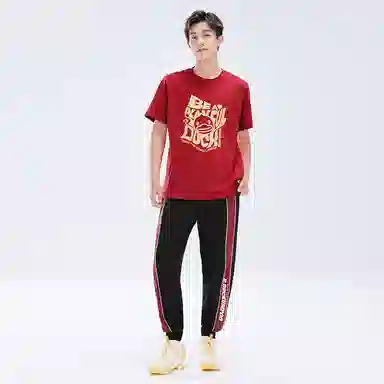 KUMPOO x B.Duck Letter Pattern T-Shirt Red
