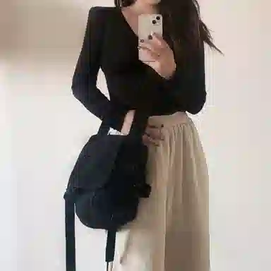 TAKITAKI Canvas Messenger Bag Black/Grey