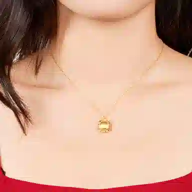 曼卡龙 几何造型简约风格时尚百搭可调节 倒模工艺 足金 按克计价 黄金项链 女款