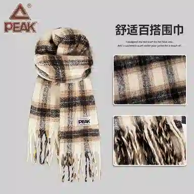 匹克 秋冬高颜值千鸟格流苏亲肤软糯英伦风加厚保暖 聚酯纤维 绒线围巾 男女同款情侣款