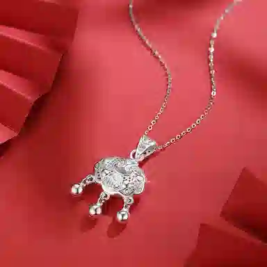 佐卡伊 平安锁包 福字平安长命锁时尚百搭 足银 项链 女款