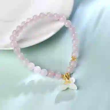 佐卡伊 碧玉鱼尾 精致珍珠 轻奢粉色 玉髓 手串 女款