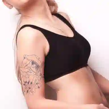 饰田  花影剑舞草本防水纹身贴 持久高级性感超酷大花臂