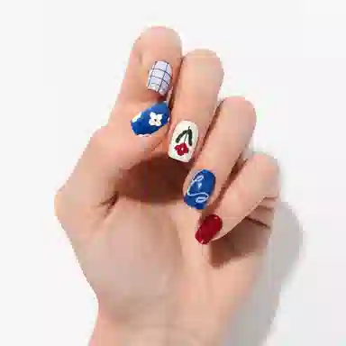 饰田 花漾复古  短方标准色跳色 可爱 日常淑女通勤必备穿戴甲五分钟美甲
