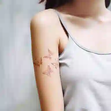 饰田  小清新彩色纹身贴 手臂女锁骨个性可爱贴纸线条感