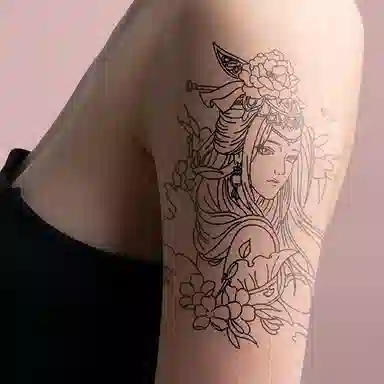 饰田  洛神惊鸿草本防水纹身贴 持久