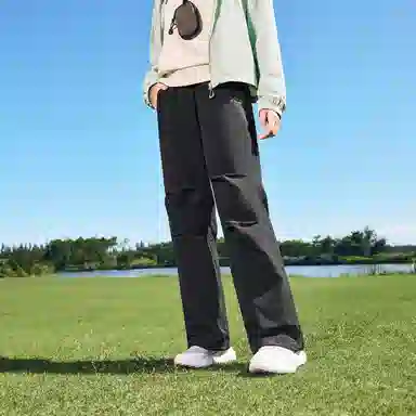 鸿星尔克  户外系列 纯色简约字母印花防泼水跑步健身出行时尚百搭直筒工装  运动长裤  女款