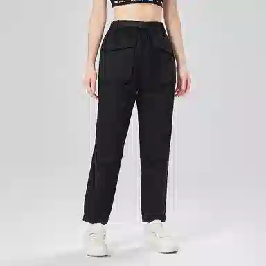鸿星尔克 纯色简约工装休闲裤 女款 正黑