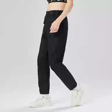 鸿星尔克 纯色简约工装休闲裤 女款 正黑