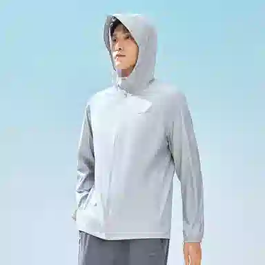 鸿星尔克 综训系列 舒适简约纯色拉链百搭连帽休闲宽松风衣 男款 暗淡灰