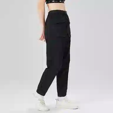 鸿星尔克 纯色简约工装休闲裤 女款 正黑