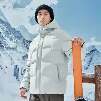 鸿星尔克 三防/双重烯能系列 城市户外加厚保暖连帽羽绒服外套 男女同款 云灰色