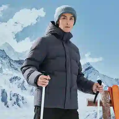 鸿星尔克 三防/双重烯能系列 城市户外加厚保暖连帽羽绒服外套 男女同款 陌境蓝