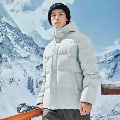 鸿星尔克 三防/双重烯能系列 城市户外加厚保暖连帽羽绒服外套 男女同款 云灰色