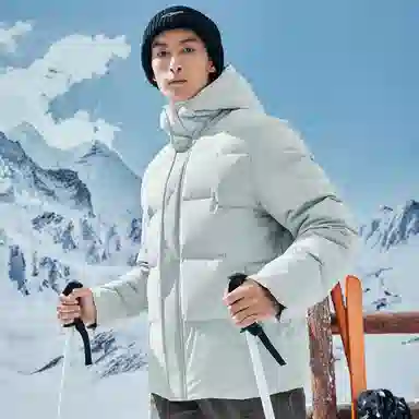 鸿星尔克 三防/双重烯能系列 城市户外加厚保暖连帽羽绒服外套 男女同款 云灰色