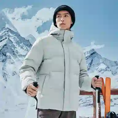 鸿星尔克 三防/双重烯能系列 城市户外加厚保暖连帽羽绒服外套 男女同款 云灰色