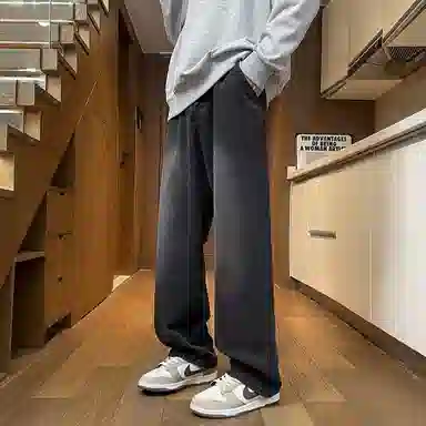 宝米卡 港风高街宽松直筒休闲潮流百搭牛仔裤 男女同款
