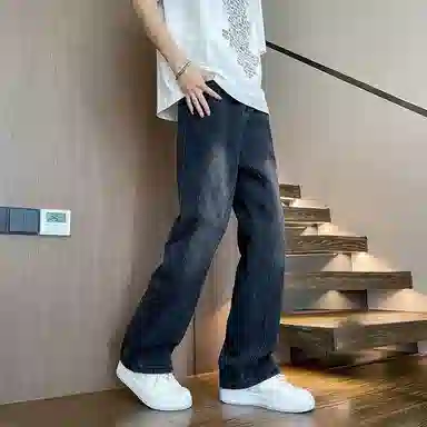 宝米卡 设计感美式高街夏季直筒百搭休闲牛仔裤 男女同款