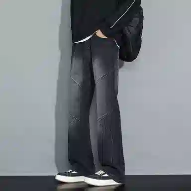 宝米卡 小众美式高街直筒时尚舒适简约复古牛仔裤 男女同款