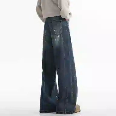 Baomika Vintage Straight Jeans Blue