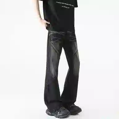 宝米卡 高街直筒百搭牛仔裤 男女同款