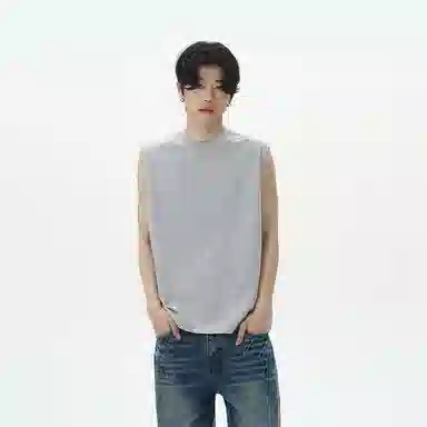 美式凉感休闲坎肩宽松纯色简约百搭日常时尚个性舒适背心 男女同款