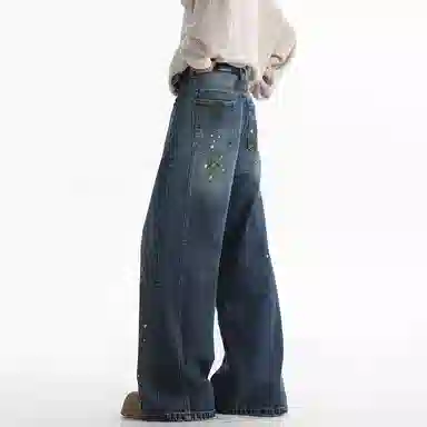 Baomika Vintage Straight Jeans Blue