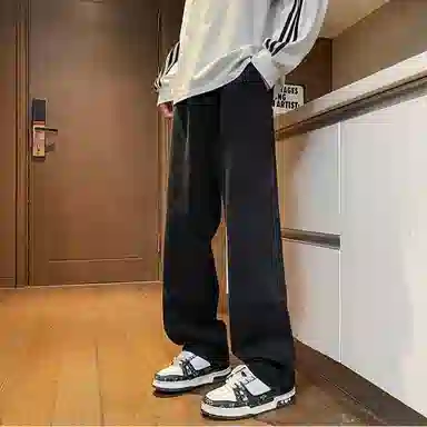 宝米卡 港风高街宽松直筒休闲潮流百搭牛仔裤 男女同款