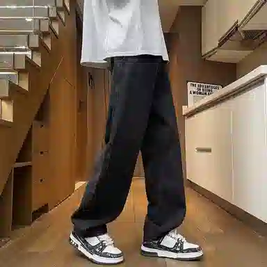 宝米卡 港风高街宽松直筒休闲潮流百搭牛仔裤 男女同款