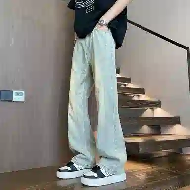 宝米卡 设计感美式高街夏季直筒百搭休闲牛仔裤 男女同款