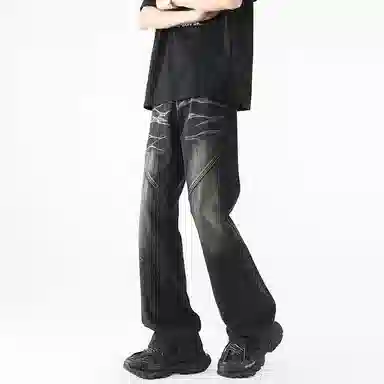 宝米卡 高街直筒百搭牛仔裤 男女同款