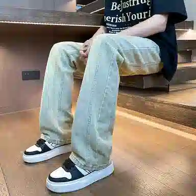 宝米卡 设计感美式高街夏季直筒百搭休闲牛仔裤 男女同款