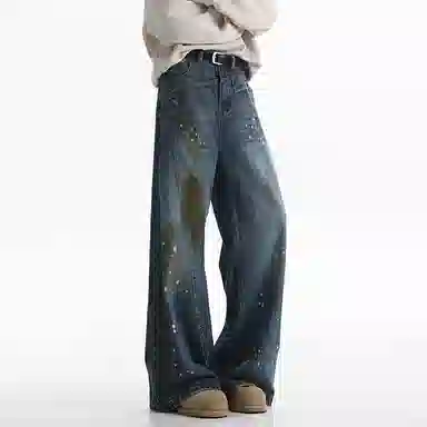 Baomika Vintage Straight Jeans Blue