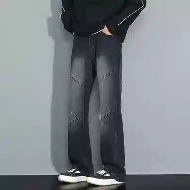 宝米卡 小众美式高街直筒时尚舒适简约复古牛仔裤 男女同款