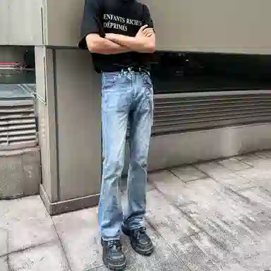 宝米卡 美式高街简约牛仔裤 男女同款